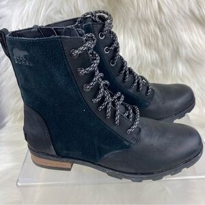 SOREL EMELIE SHORT LACE COMBAT BOOTS WATERPROOF